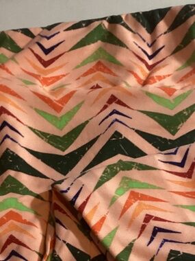 Luluroe Tall and Curvy Leggings - Salmon Pink Green Chevrons